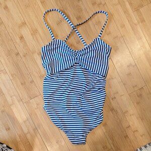 DROPPING SOON: NWT Seraphine Maternity One-Piece Swimsuit – Blue Stripe, Size XS